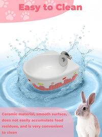 Chinchilla Food Bowl Ceramic Guinea Pig Cage Feeder Hanging Bunny Food Dish Small Animal Feeding Bowls for Syrian Hamster Ferret Gerbils (Pink)