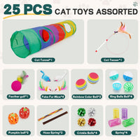 iCAGY 25 Pcs Cat Toys Set, Cat Tunnel Toy for Indoor Cats - Standard Set (45" cat tunnel) - image 2