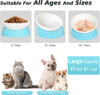 17 oz Raised Cat Food Bowls, Adjustable-Angle Pet Bowls - Milky White, Light Blue & Milky White, Pink - image 3