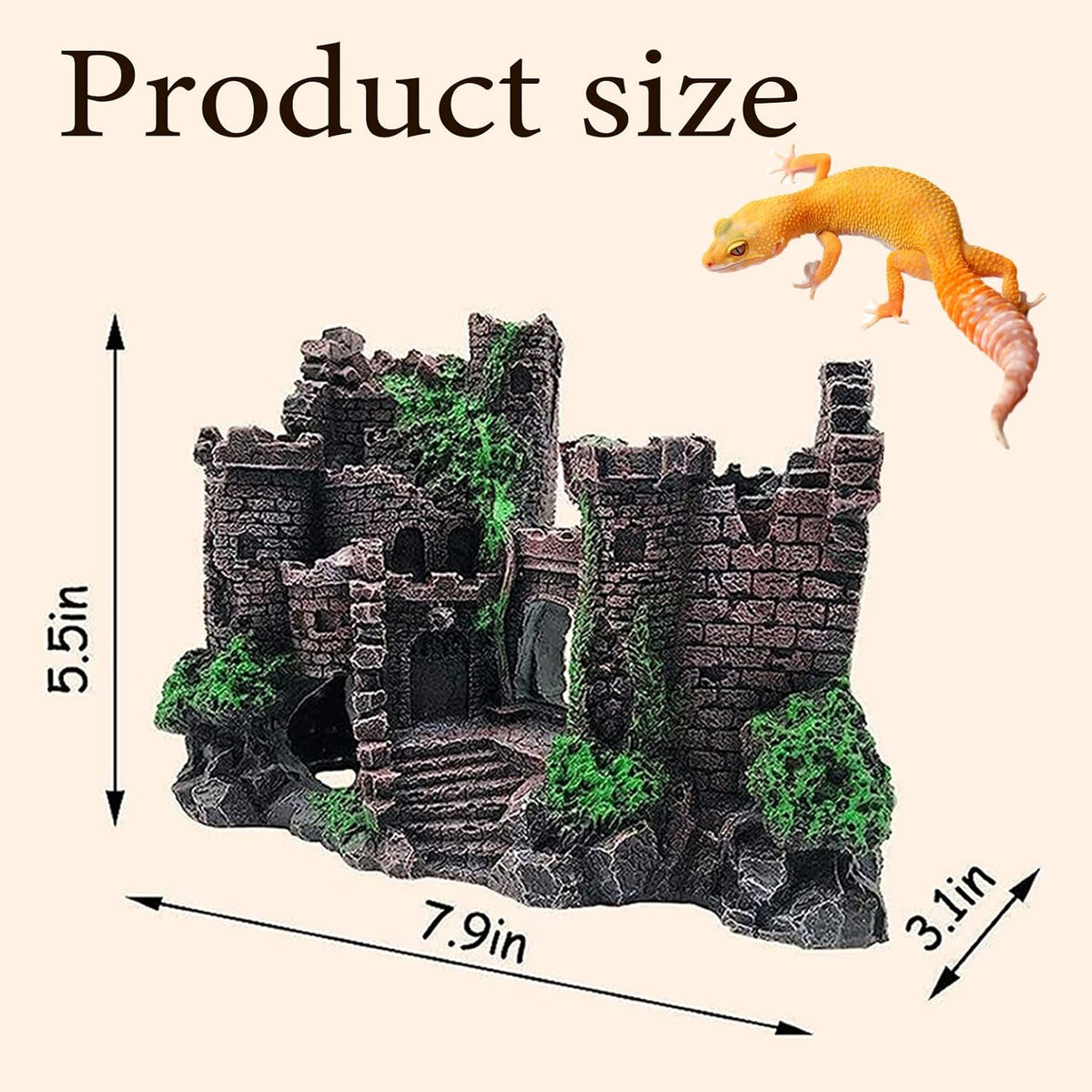 Tank Accessories for Bearded Dragon Include Resin Classical Castle - image 3