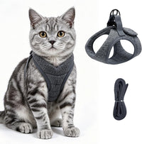 Cat Harness and Leash - Ultra Light Escape Proof Kitten Collar Cat Walking Jacket with Running - Dark Grey / Small