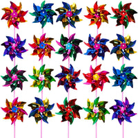 Elcoho 100 Pieces Plastic Rainbow Windmill Party Pinwheels DIY - 100