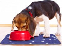 Dog Food Mat, Absorbent Water Bowl Mats Cat Pet Feeding Placemats Pink 20 * 12 inch – Essentials for Dogs - Dark Blue / 32"L x 24"W - image 3