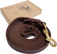 Guiding Star Leather Dog Leash 6ft x 3/4 inch Heavy Duty Training - Brown / 4ft x 3/4 inch