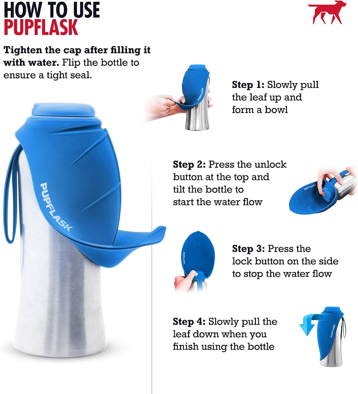 PupFlask Large Dog Water Bottle - 40 Ounce / Nebulas Blue - image 3