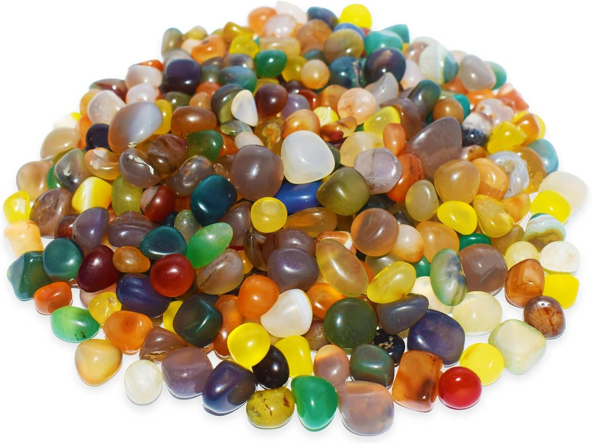 1 Lb/460g Pebbles for Indoor Plants, Bamboo - 2.0 Pounds / Multicolor 8.5mm