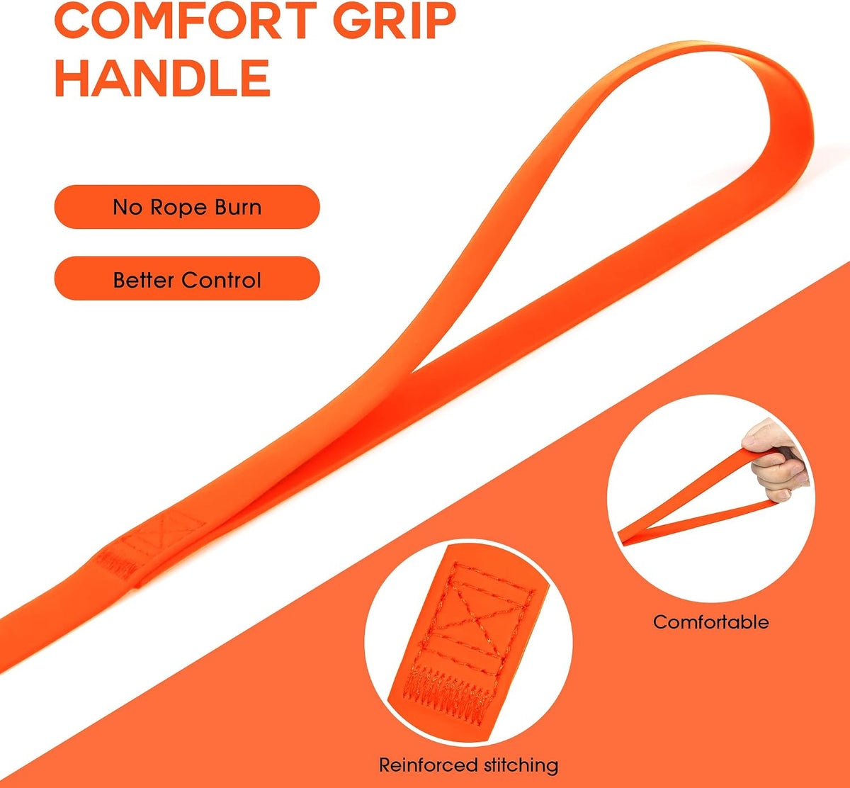 Wolfone Waterproof Dog Leash 10FT Long Line Training Leash for Dogs – Essentials for Dogs - 50ft x 0.75 IN / Orange - image 3