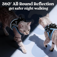 rabbitgoo Cat Harness and Leash Set, Step-in Soft Vest - S / Black & Light Blue - image 2