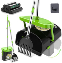 UPSKY Dog Pooper Scooper Swivel Bin & Rake Kit with 100 Waste Bags,33.4" Stainless Steel Long Handle Heavy Duty Pet Poop Shovel for Large Medium Small Dogs, Odor-Proof Lid for Yard/Lawn/Outdoor Use