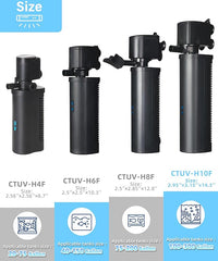 COOSPIDER Aquarium Filter U-Very Suitable for 10-45 Gallon Tank, 158GPH Small Fish Tank Filters for Green Control, Powerful Internal Submersible Pump for Turtle Tank, Air Supply & Oxygen Enhancement