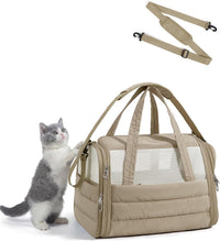 BAGSMART Cat Carrier Soft-Sided Puffy Quilted Collapsible Pet Travel - Brown / 18.1"L x 11.0"W x 11.0"H