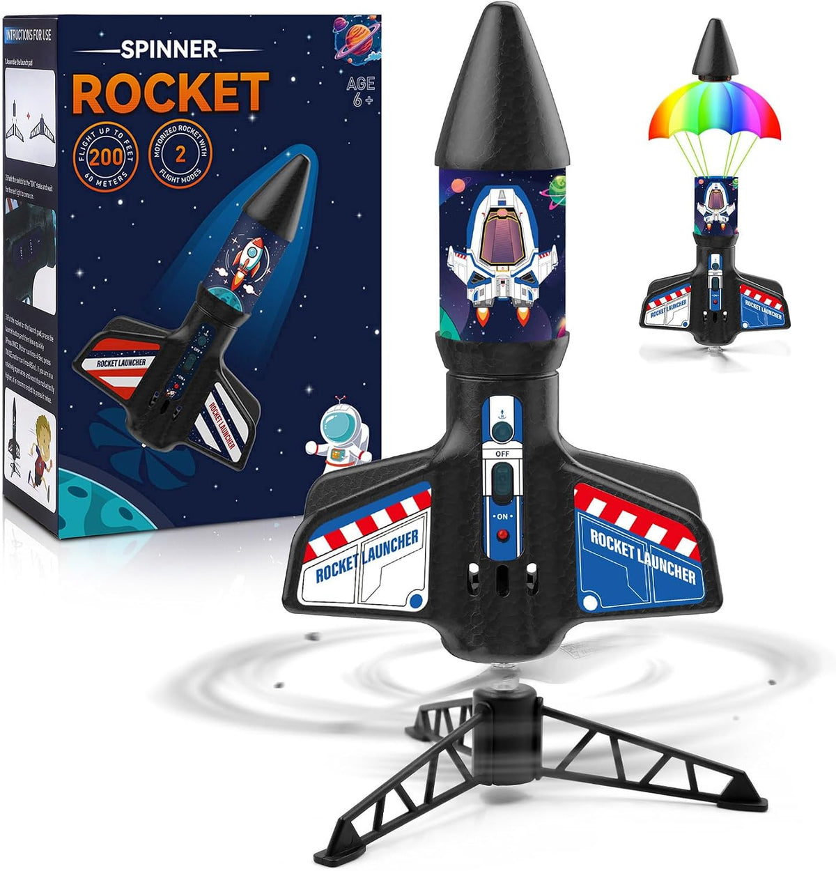 Rocket Launcher for Kids - Self-Launching 200 ft Motorized Outdoor Electric Play Toy, High Flying - Universe