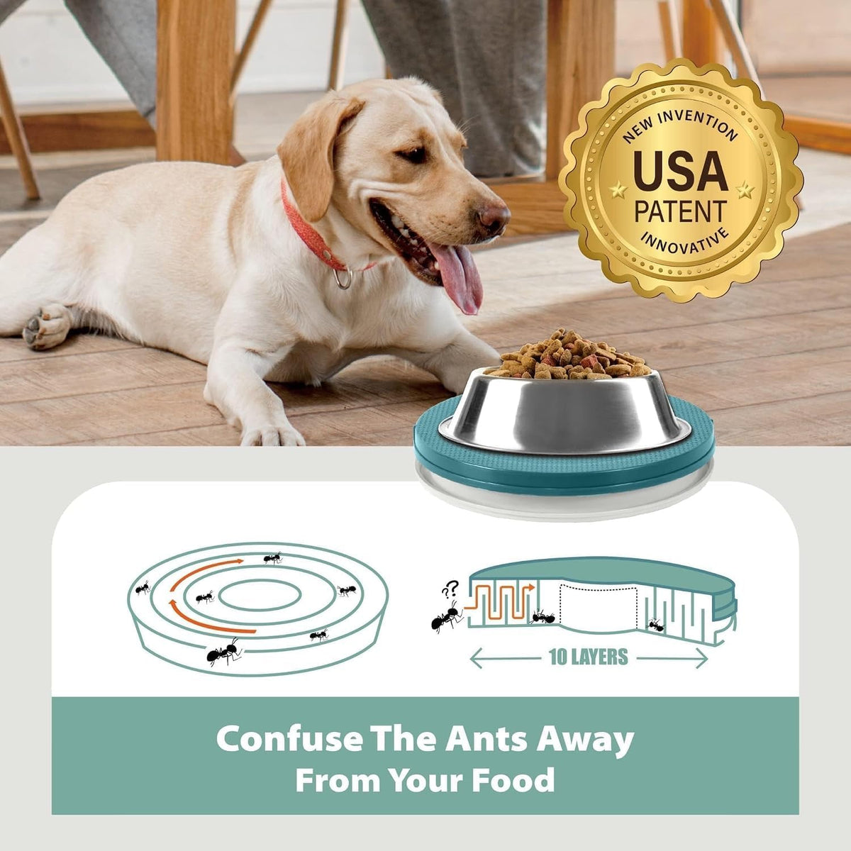 SoulThink ant proof pet bowl tray pair in two colors for cat and dog bowls - view 4