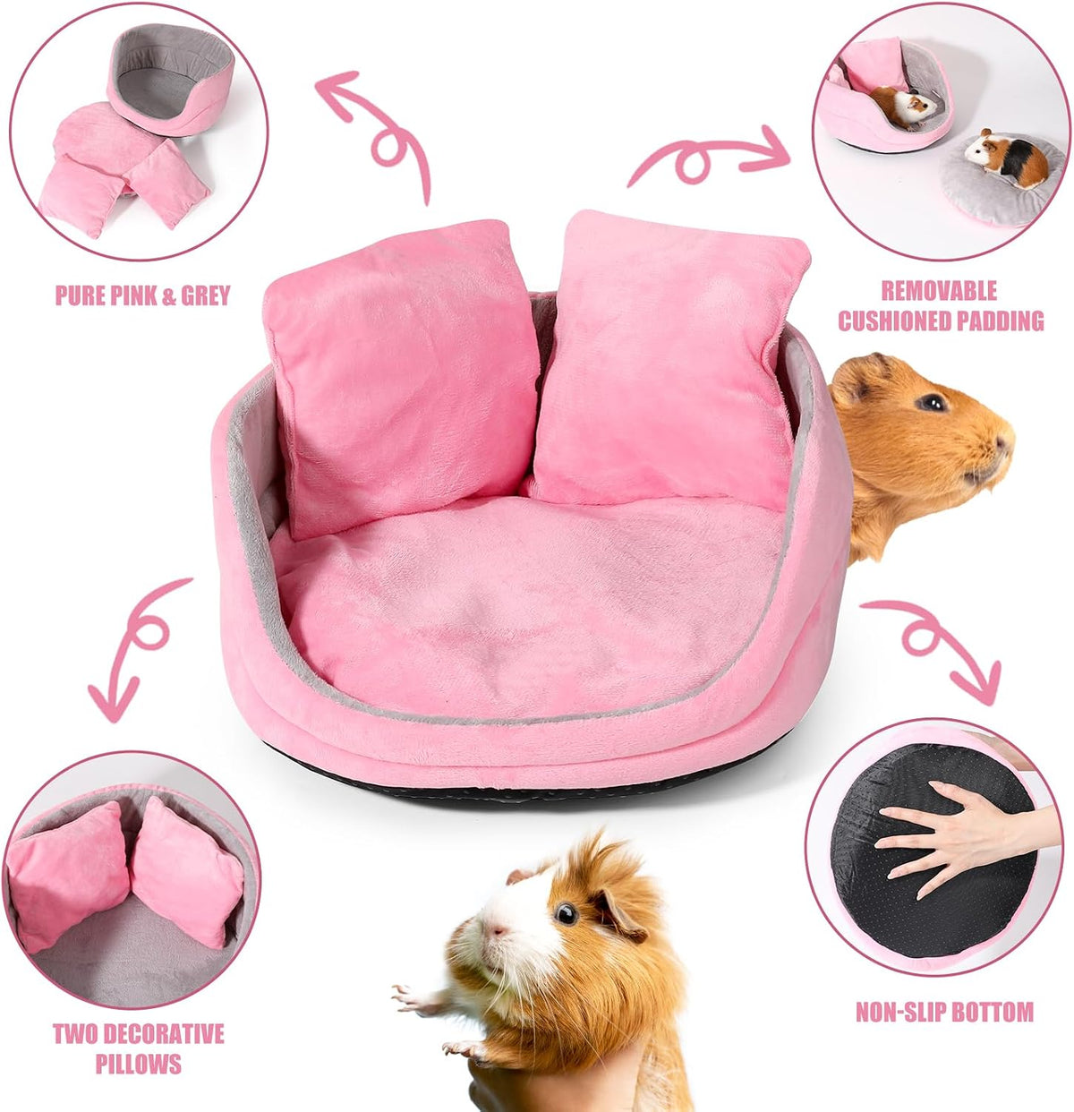 Guinea Pig Hideout, Guinea Pig Bed - Pink Couch - image 3