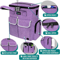 PetAmi Dog Travel Bag Organizer, Pet Supplies Diaper Tote - 12.0"L x 5.0"W x 15.0"H / Heather Purple - image 3