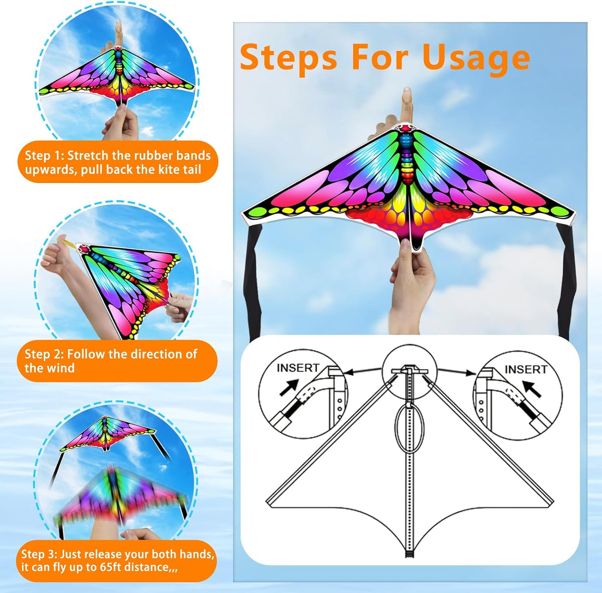 Tcvents mini finger launcher kites for kids with rubber band launchers in bright prints - view 15