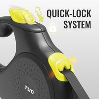 TUG Monochrome 360° Tangle-Free Retractable Dog Leash - Black/Yellow / Small, 16 ft - image 3