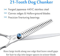 JASON 7 Inch 21-Teeth Chunkers Shears for Dogs, Ergonomic Cats Grooming Texturizing Blending Thinning Shears Pets Trimming Kit with Offset Handle, Sharp, Comfortable Shear