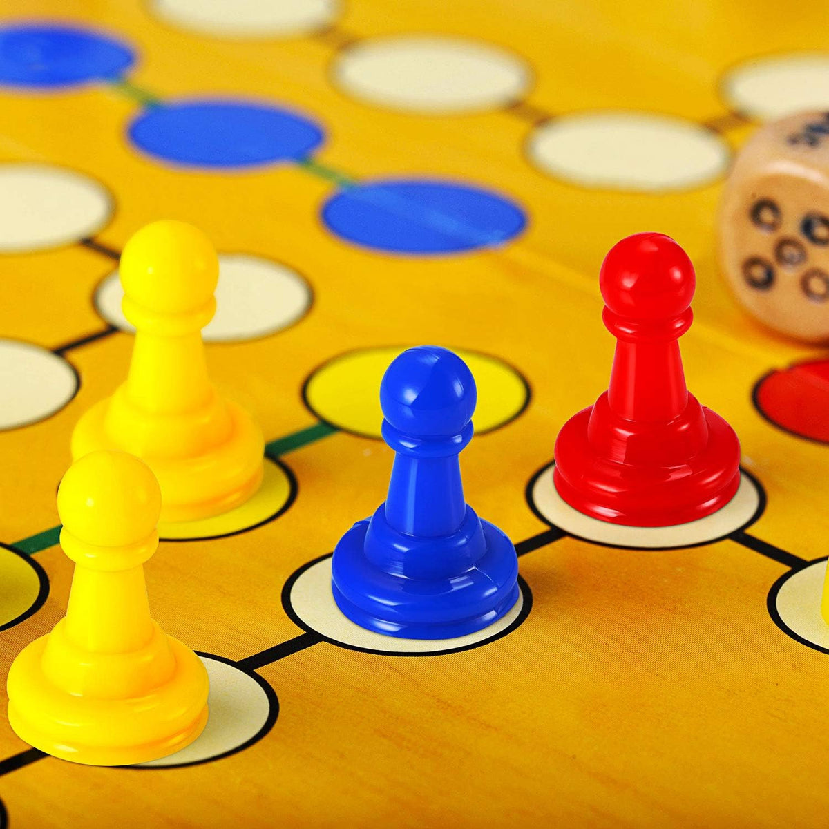 Gejoy 128 plastic board game pawns in eight colors, 1 inch tall - view 4
