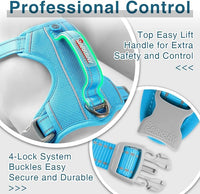 BARKBAY Dog Harness No Pull with ID Tag Pocket - Heavy Duty, Reflective, Easy Control for Large Dogs(Blue,S)