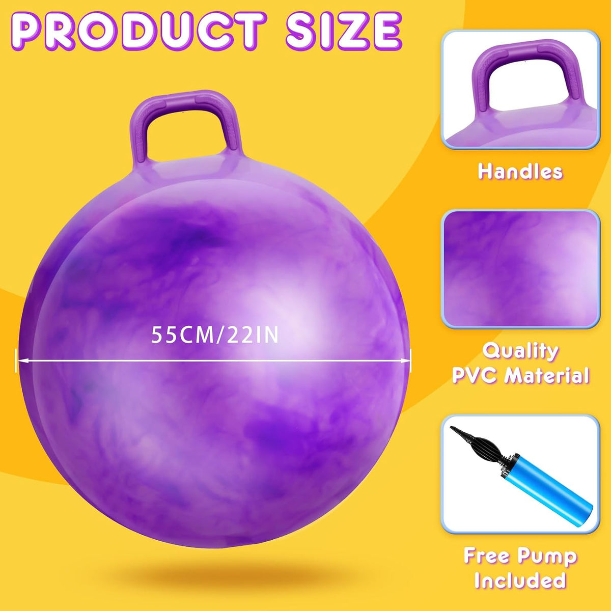 Lewtemi 3 Pcs 29" Hopper Ball Handle, Gradient Red - 29" / Gradient Red, Gradient Blue, Purple - image 2