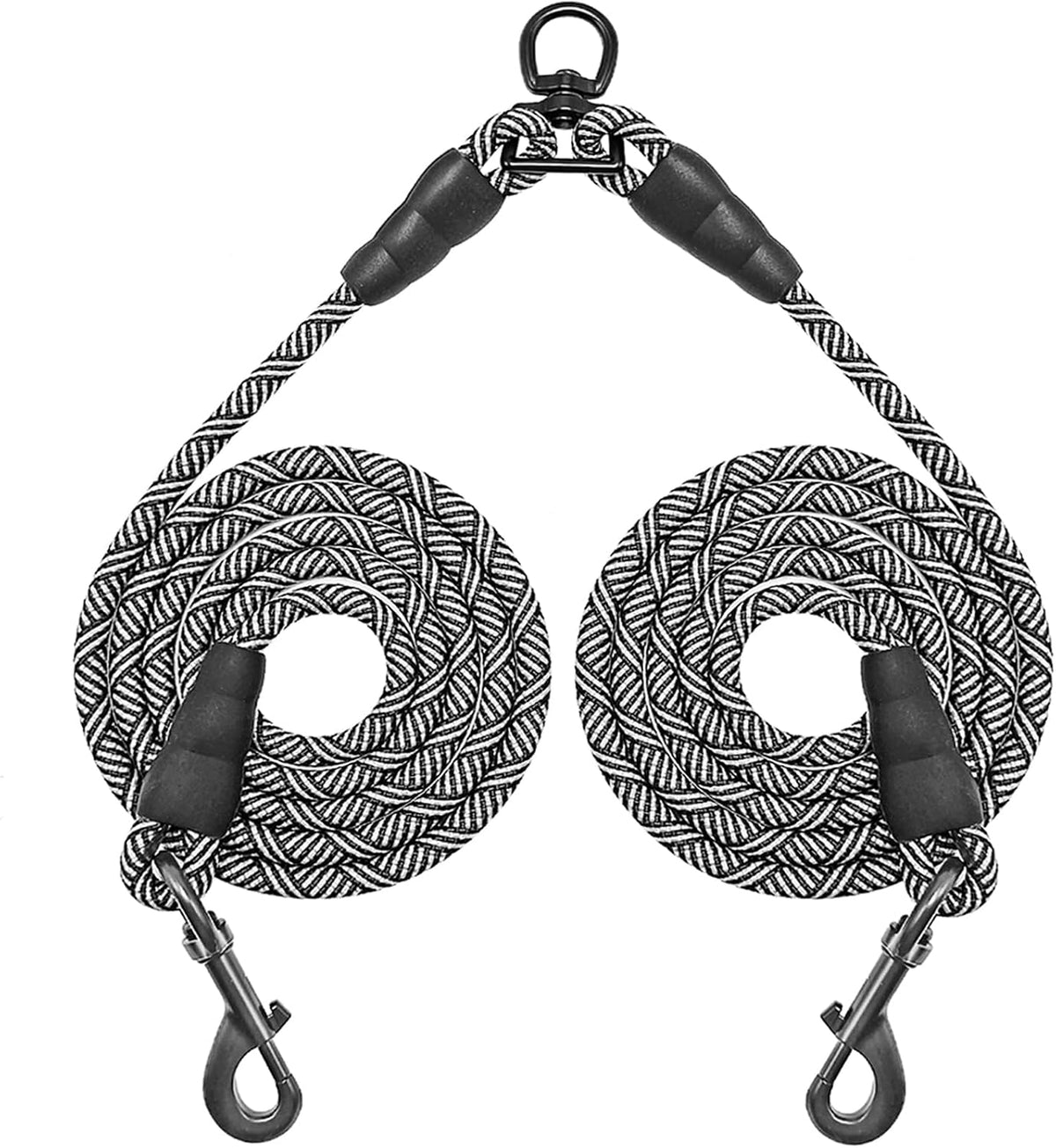 5 FT Double Dog Leash Coupler Extension Rope for Two Dogs Walking – Essentials for Dogs - 3/8"D x 5ft / Black