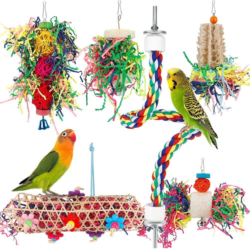 Bird Shredding Foraging Toys Parakeet Toy Chewing Hanging Toy - With Rope Perch