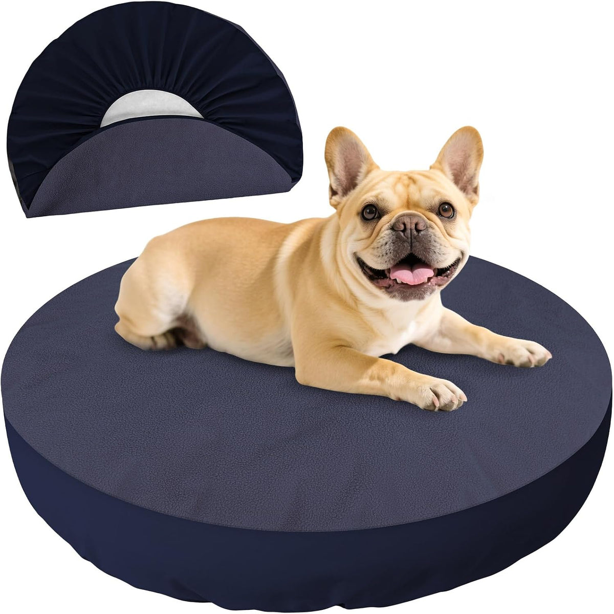 Dog Bed Covers Replacement Washable for Round & Donut Dog Bed 100% - Blue-45" x 45" x 11"