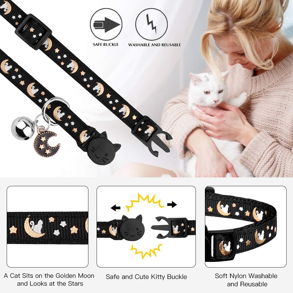 Baeuppit 2Pcs Breakaway Cats Collars Cat Collars for Boy & Girl Cats - 7.0-10.7'' / Pink+Black - image 2