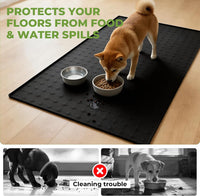 Silicone Pet Food Mat, Extra Large 34x22 Inch - Black / 34"L x 22"W - image 4