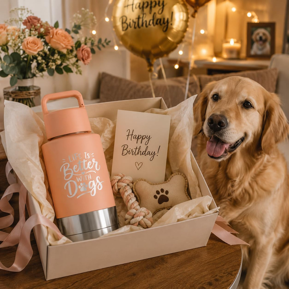 KEWIXY Insulated Dog Travel Water Bottle with Detachable Bowls - Sunset:Life is Better / 32 Oz - image 2