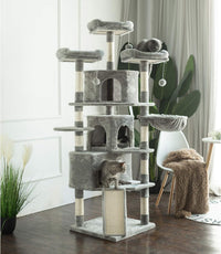 Hey-brother Cat Tree Tower with Multi-Level Large Condo - Light Gray - image 3