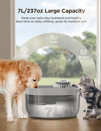 7L/1.8Gal Dog Water Fountain for Large Dog - Grey Pet Fountain+2 Filters - image 2