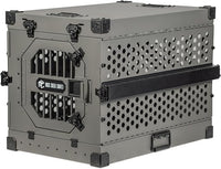 ROCK CREEK CRATES Collapsible Dog Crate: Meticulously Engineered, Durable Aluminum Construction, Non Slip Feet | 10 Year Warranty | Ideal for Indoor & Vehicle Use (Gray, 30 Inch)