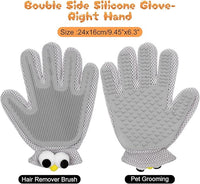 2 in 1 Pet Grooming Glove for Cats & Dogs, Efficient Deshedding Brush Pet Long Short Fur Removal Glove, Gentle Massaging Puppy Kitten Bathing Grooming Brush Tool, Easy Clean Floating Hair Mitt