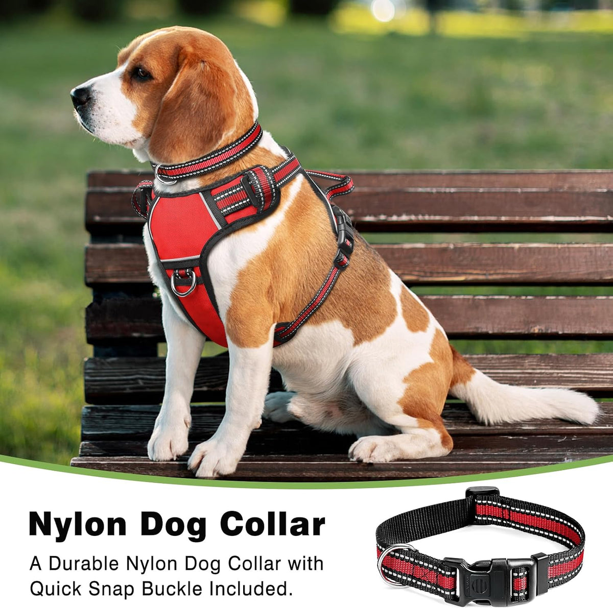 WINSEE Dog/Pet Harnesses No Pull with Dog Collar - Large / Red - image 2