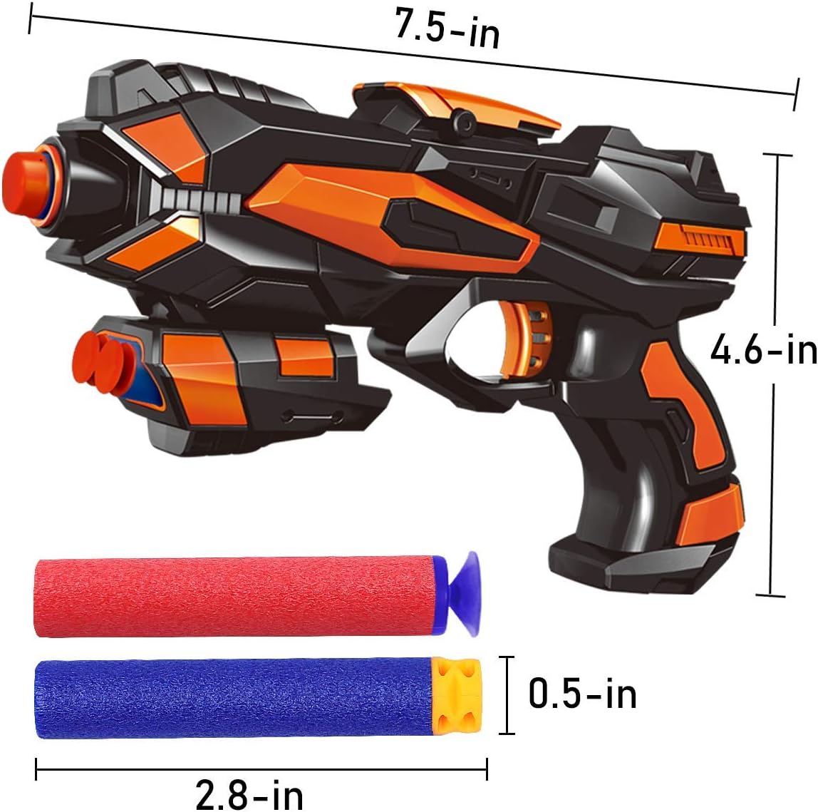 Pokonboy foam dart blaster 2 pack in orange and blue with 60 soft foam darts and wristbands - view 11