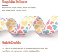 Reflective Dog Collar, Puppy Collar with Buckle Adjustable - Z-White Heart / Small :Width 5/8",Neck 10-14" - image 3