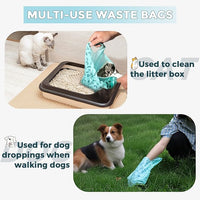Cat Litter Bags and Dog Poop Bags with Handle, 180 Counts, Cornstarch Based Extra-Thick&100% Leak Proof,Pet Waste Bag for Kitty and Doggie (Lavender Scented)