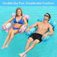 Inflatable Pool Floats Chair - Green & Rainbow - image 2