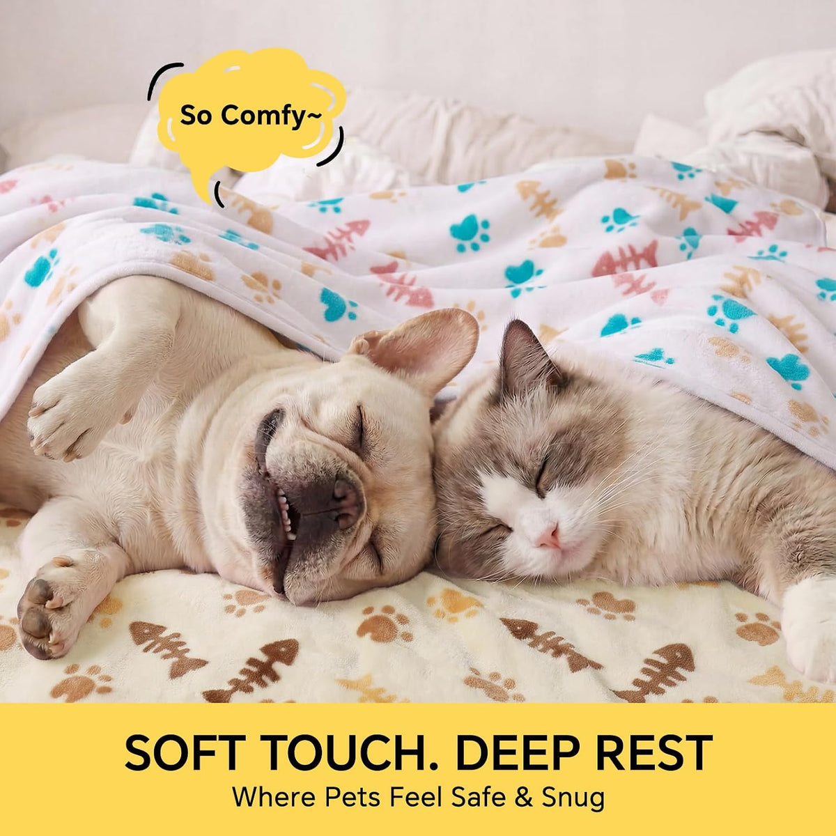Luciphia 3 Pack Cute Dog Blankets Soft Fleece for Small Puppy Cat - Hungry Paws / 23x16 inch (Pack of 3) - image 4