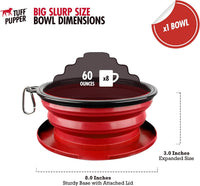 Tuff Pupper SuperBigSlurp Collapsible Dog Bowls - Crimson Red / X-Large (60oz) - 1 Bowl - image 2