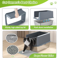 Stainless Steel Litter Box with Lid, Metal Cat Litter Box - 14"H Grey - image 4
