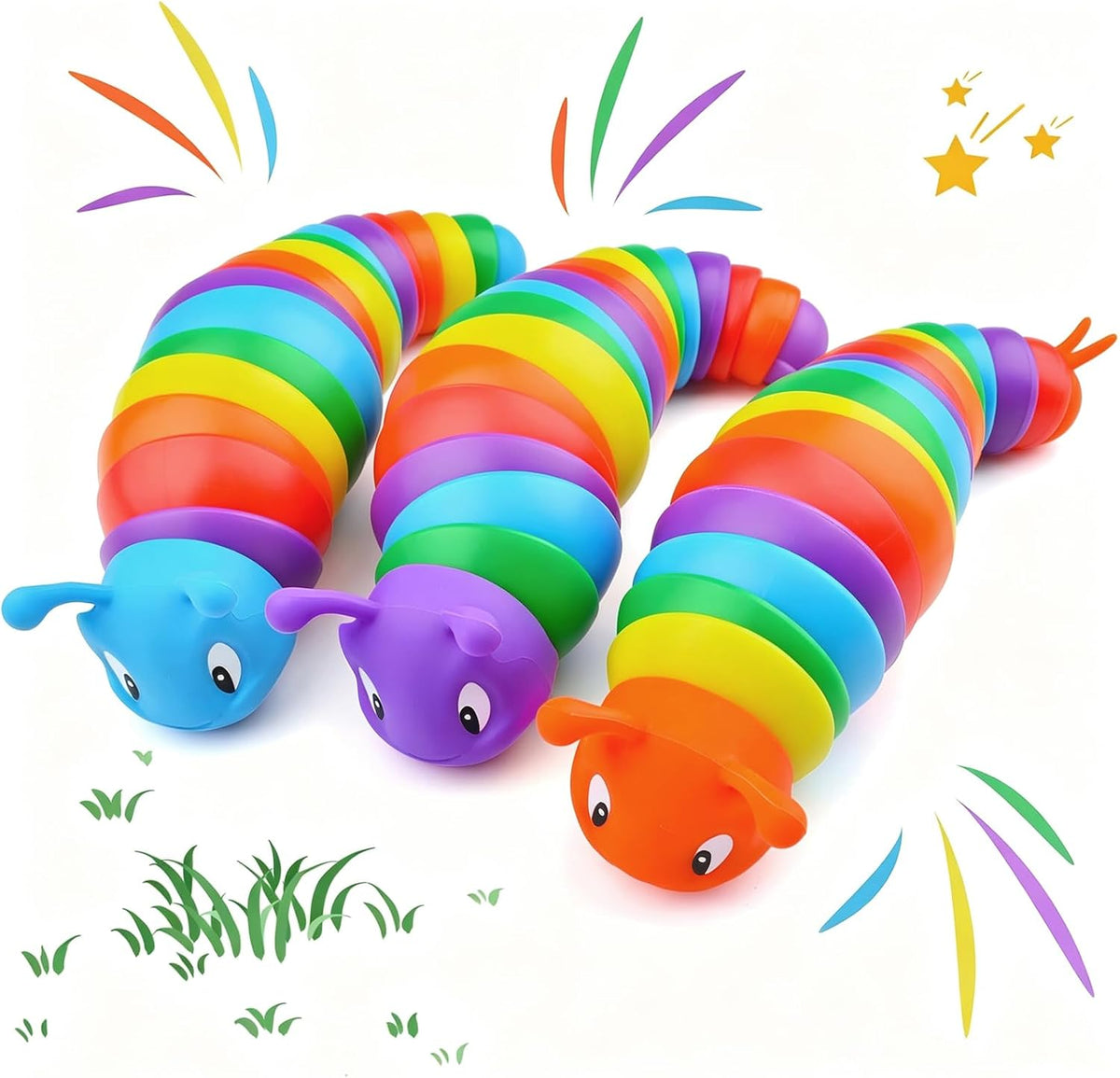 Cevioce Fidget Slug Toy, Sensory Slug Fidget Toys for Kids & Adults, 1 PC Sensory Toys - C-3PCS