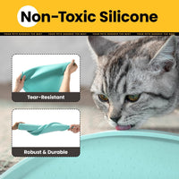 Conlun Dog Food Mat,1/2 Inch Raised Edges Cat Feeding Mat for Spill Containment,BPA-Free Silicone - 32"L x 32"W / Turquoise - image 3
