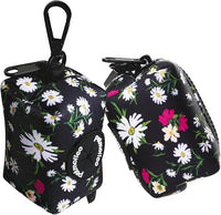 Petmolico Dog Poop Bag Holder Leash Attachment, Dog Waste Bag Dispenser Zippered Pouch, Fits Any Dog Leash, Includes Free Roll of Dog Bags, Poop Bag Dispenser - 2 Packs (White Daisy)