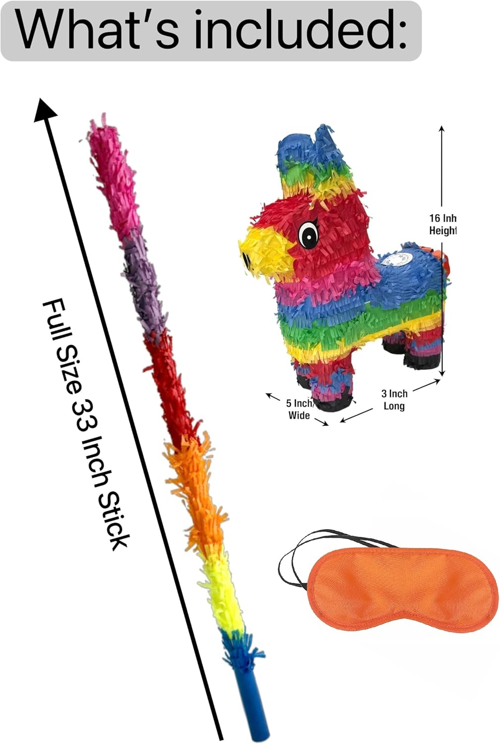 GIFTEXPRESS 16" Rainbow Donkey Pinata, Benito the Donkey - image 3