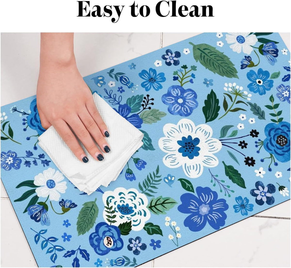 Dog Food Mats for Floors, Absorbent Dog Bowl Mat for Food and Water Dispenser, Quick Dry Cat Food - Blue / 30"L x 17"W - image 4