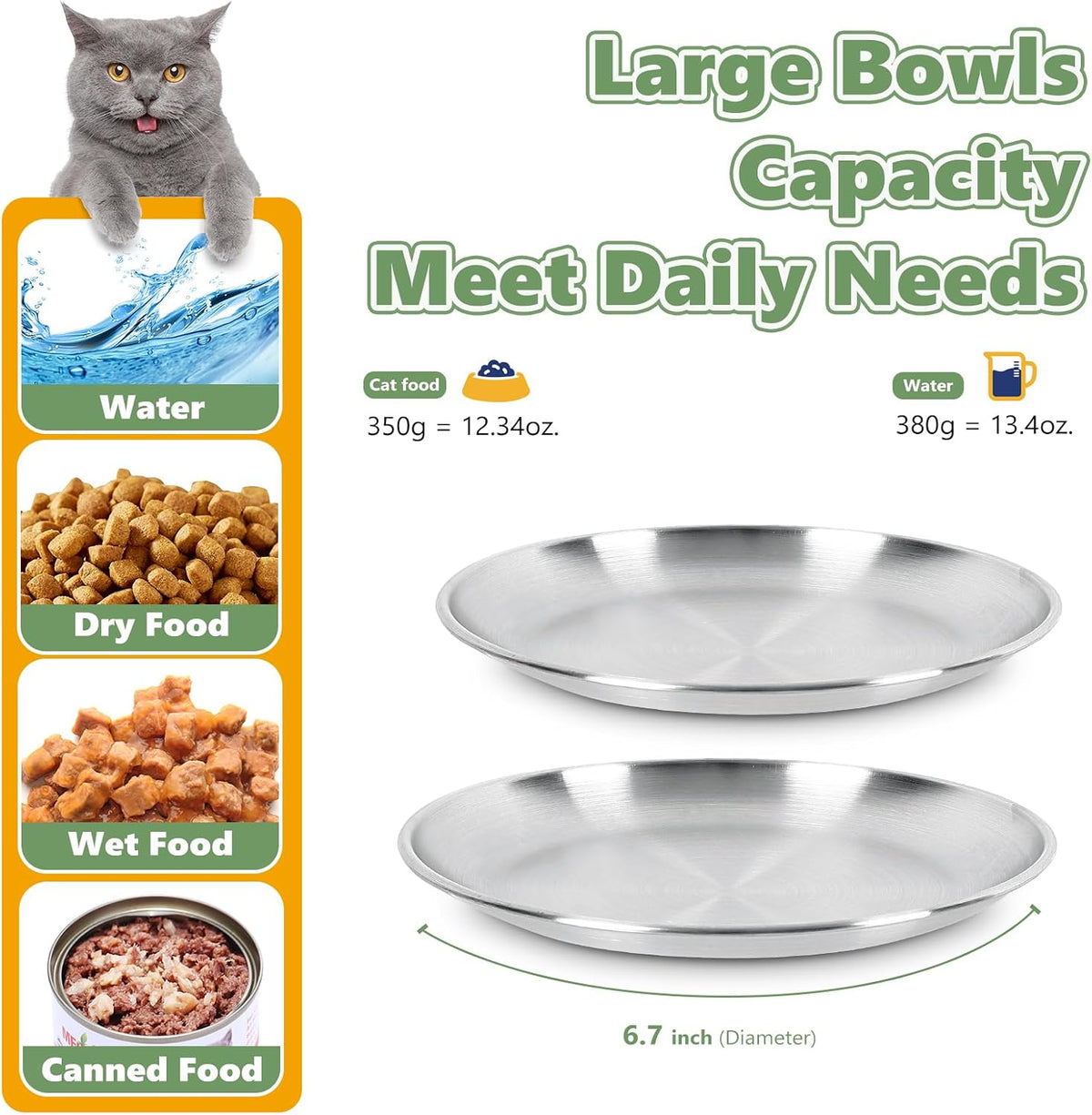 4-Pack Stainless Steel Cat Food Bowls, Whisker-Friendly Plates – Essentials for Cats - 4 - image 4