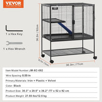 VEVOR 36" Rolling Metal Ferret Cage, Large 2-Tier Critter Nation Cage, Small Animal Cage with Ramps & Tray, Easy to Set up for Pet Mice, Hamster, Guinea Pig, Chinchilla, Squirrel, Hedgehogs, Bunny